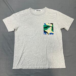 Aloye Graphic T-Shirt Men's 3 Gray Heather 100% Cotton Geometric Pocket Pullover